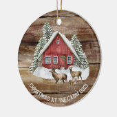 キャビンパーソナライズされたウッズ水の色クリスマス セラミックオーナメント (左)