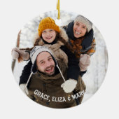 キャビンパーソナライズされたウッズ水の色クリスマス セラミックオーナメント (裏面)