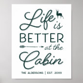 キャビンパーソナライズされたプリントの方が人生の方が良い ポスター (正面)