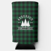 キャビンファミリーネームグリーンバッファロープレイド スリム缶クーラー (正面)