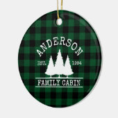 キャビンファミリーネームグリーンバッファロープレイド セラミックオーナメント (左)