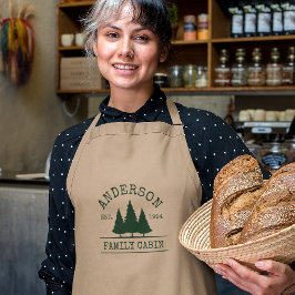 キャビンファミリーネームフォレストグリーンカーキ ロングエプロン