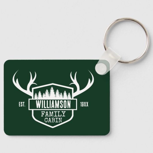 キャビンファミリーネームフォレストグリーン キーホルダー (正面)