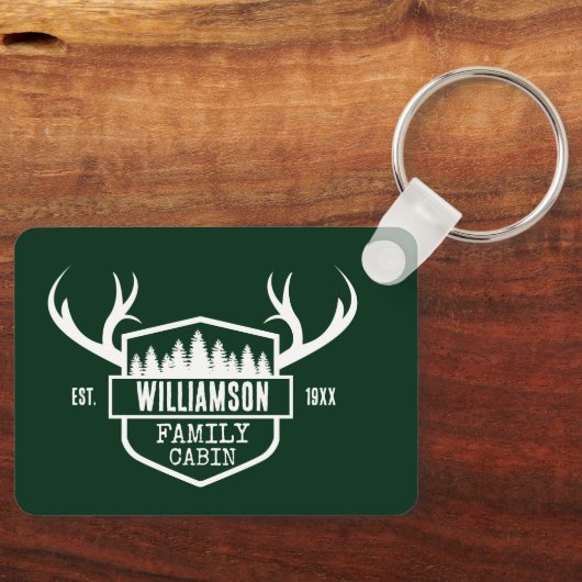 キャビンファミリーネームフォレストグリーン キーホルダー (正面)