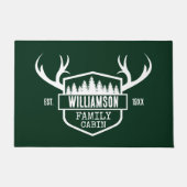 キャビンファミリーネームフォレストグリーン ドアマット (正面)