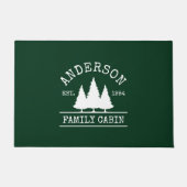 キャビンファミリーネームフォレストグリーン ドアマット (正面)