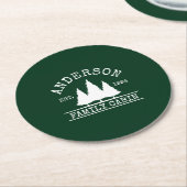 キャビンファミリーネームフォレストグリーン ラウンドペーパーコースター (アングル)
