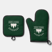 キャビンファミリーネームフォレストグリーン 鍋つかみ&鍋敷きセット (正面)