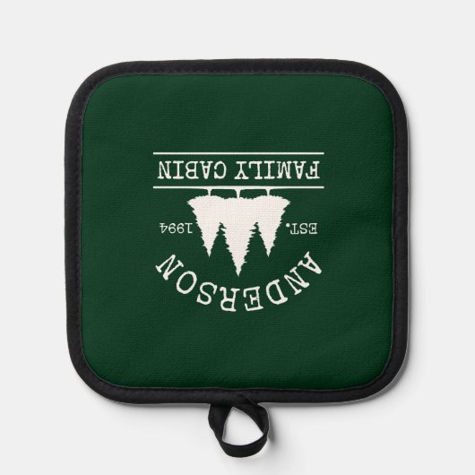キャビンファミリーネームフォレストグリーン 鍋敷き (正面)