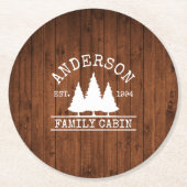 キャビンファミリーネーム素朴ウッドフォレスト ラウンドペーパーコースター (正面)