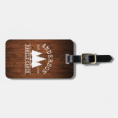 キャビンファミリーネーム素朴ウッドプリントパーソナライズされた ラゲッジタグ (正面横)