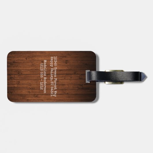 キャビンファミリーネーム素朴ウッドプリントパーソナライズされた ラゲッジタグ (裏面横)