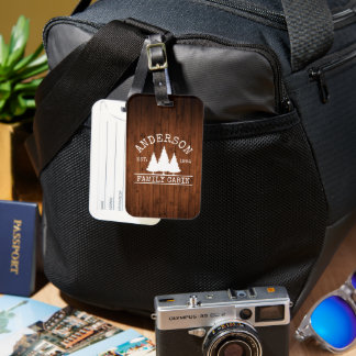 キャビンファミリーネーム素朴ウッドプリント ラゲッジタグ