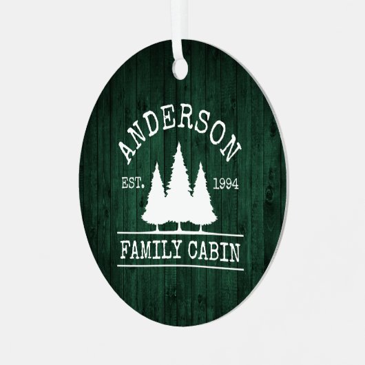 キャビンファミリーネーム素朴グリーンウッドフォレスト メタルオーナメント (正面左)
