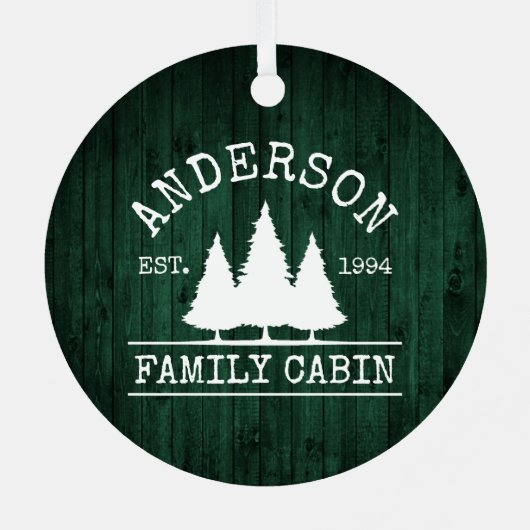 キャビンファミリーネーム素朴グリーンウッドフォレスト メタルオーナメント (裏面)