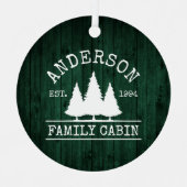 キャビンファミリーネーム素朴グリーンウッドフォレスト メタルオーナメント (正面)
