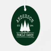 キャビンファミリーネーム素朴フォレストグリーン メタルオーナメント (正面左)