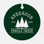 キャビンファミリーネーム素朴フォレストグリーン メタルオーナメント (裏面)