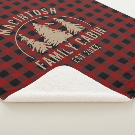 キャビンファミリー名レッドブラックバッファロープレイド シェルパブランケット (3/4)
