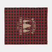 キャビンファミリー名素朴レッドブラックバッファロープレイド フリースブランケット (正面(横))