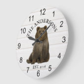 キャビンベアーズフォレストウッドマウンテパーソナライズされたン   ラージ壁時計 (傾斜)