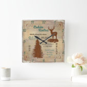 キャビンルールズマウンテンまたはレイクロッジホームデコール スクエア壁時計 (ホーム)