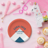 キャビン乗務員のperonalized宛先レトロネイビーレッド ペーパープレート (パーティー)