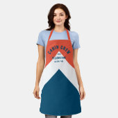 キャビン乗務員のperonalized宛先レトロレッドネイビー エプロン (着用した状態)