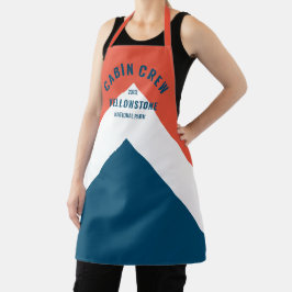 キャビン乗務員のperonalized宛先レトロレッドネイビー エプロン