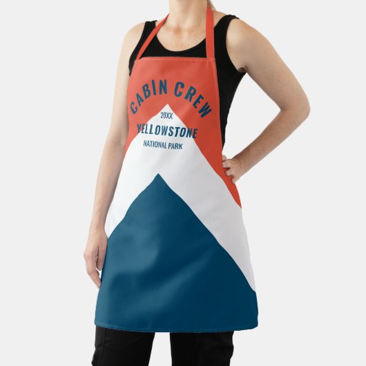 キャビン乗務員のperonalized宛先レトロレッドネイビー エプロン (インサイチュ)