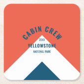 キャビン乗務員のperonalized宛先レトロレッドネイビー スクエアペーパーコースター (正面)