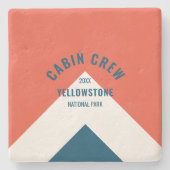 キャビン乗務員のperonalized宛先レトロレッドネイビー ストーンコースター (正面)