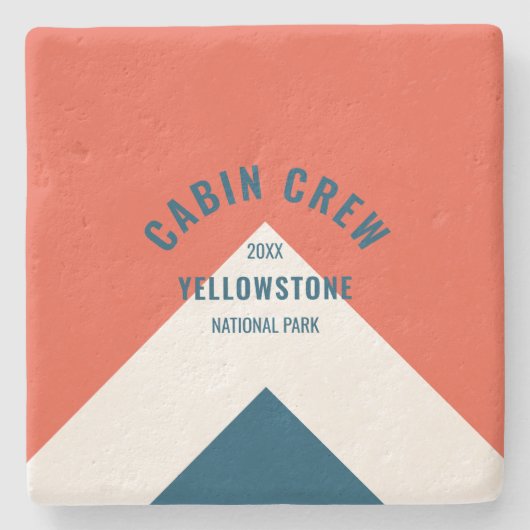 キャビン乗務員のperonalized宛先レトロレッドネイビー ストーンコースター (正面)