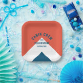 キャビン乗務員のperonalized宛先レトロレッドネイビー ペーパープレート (パーティー)