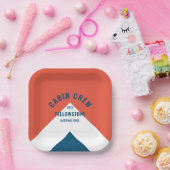 キャビン乗務員のperonalized宛先レトロレッドネイビー ペーパープレート (パーティー)