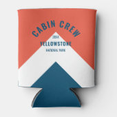 キャビン乗務員のperonalized宛先レトロレッドネイビー 缶クーラー (正面)