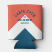 キャビン乗務員のperonalized宛先レトロレッドネイビー 缶クーラー (裏面)