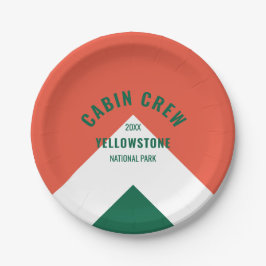 キャビン乗務員順化目的地レトログリーンレッド ペーパープレート