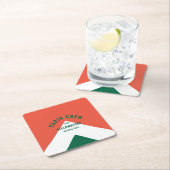 キャビン乗務員順化目的地レトロレッドグリーン スクエアペーパーコースター (インサイチュ)