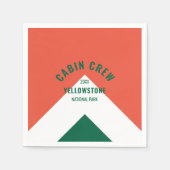 キャビン乗務員順化目的地レトロレッドグリーン スタンダードカクテルナプキン (正面)