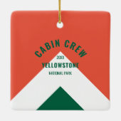 キャビン乗務員順化目的地レトロレッドグリーン セラミックオーナメント (裏面)