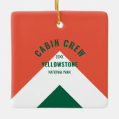 キャビン乗務員順化目的地レトロレッドグリーン セラミックオーナメント (正面)