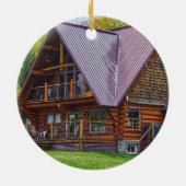 キャビン家族名レッドバッファロープライド写真記念ファイル セラミックオーナメント (裏面)