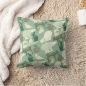 キャビン森林動物の緑のパターン クッション (ブランケット)