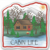 キャビン生活かわいいおもしろい、トレンディー、インスピリシティステッカー シール (正面)