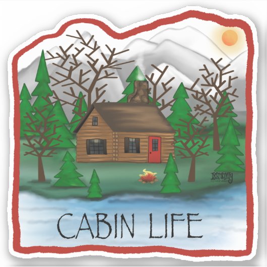 キャビン生活かわいいおもしろい、トレンディー、インスピリシティステッカー シール (正面)