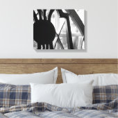 キャビン窓11x14の白黒の木製チェア キャンバスプリント (インサイチュ (寝室))