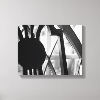 キャビン窓11x14の白黒の木製チェア キャンバスプリント