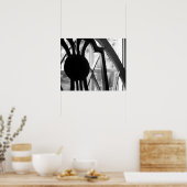 キャビン窓16x20の白黒の木製チェア ポスター (キッチン)