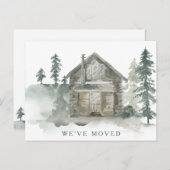 キャビン素朴の水彩新しいホームアドレスを移動 ポストカード (正面/裏面)
